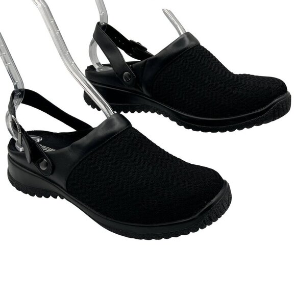 Drew Savannah Women 10 M Stretchable Clog  Black Wavy Slip On Shoes Buckle Mule - Picture 1 of 13